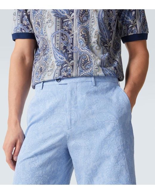 Etro Bedruckte Shorts Aus Baumwolle in Blue für Herren