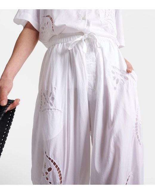 Isabel Marant White Hectorina Broderie Anglaise Wide-Leg Pants