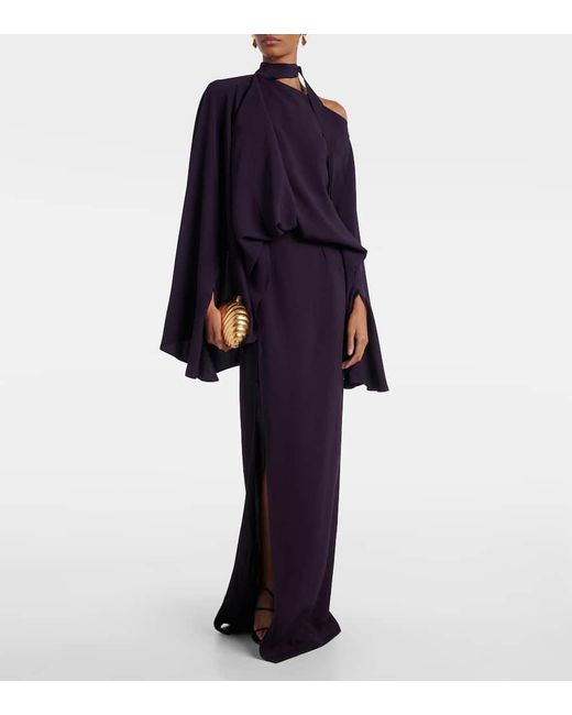 Taller Marmo Blue Brooks Scarf-Detail Crepe Cady Gown