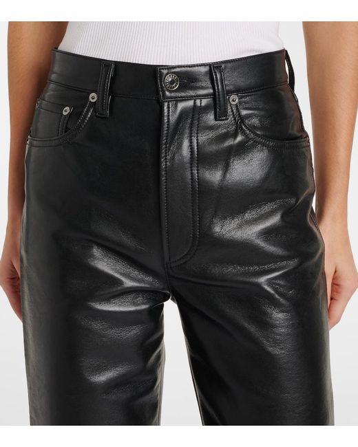 Agolde Black 90's Pinch Waist High-Rise Straight Pants