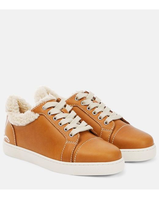 Christian Louboutin Brown Vierissima Shearling-trimmed Sneakers