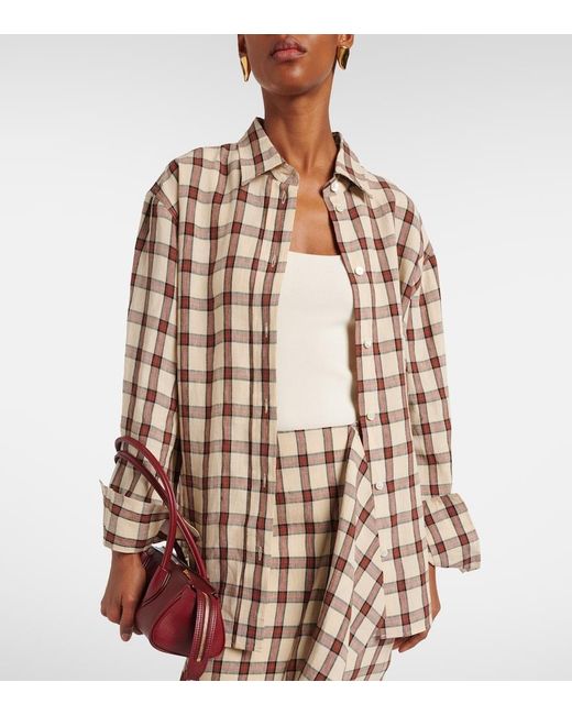 Rohe Pink Checked Linen Shirt