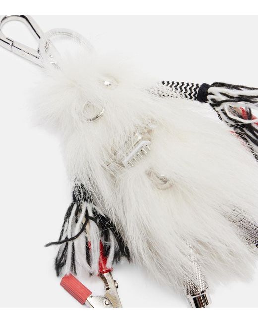 Prada White Rufus Stainless Steel Keychain