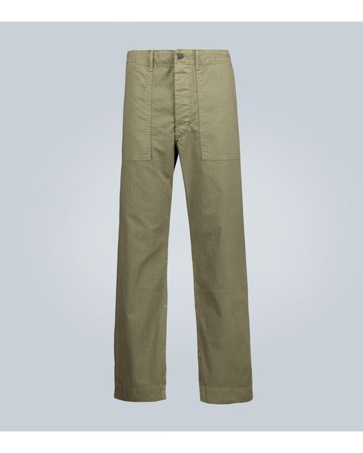 RRL Green Straight-fit Herringbone Pants for men