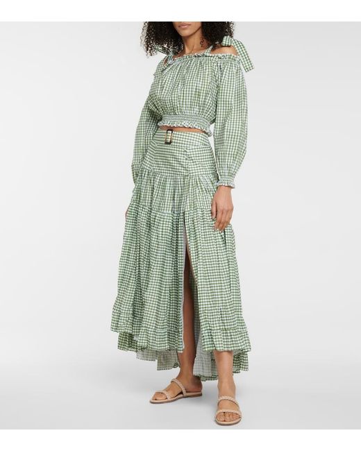 Alexandra Miro Green Gingham Cotton Crop Top