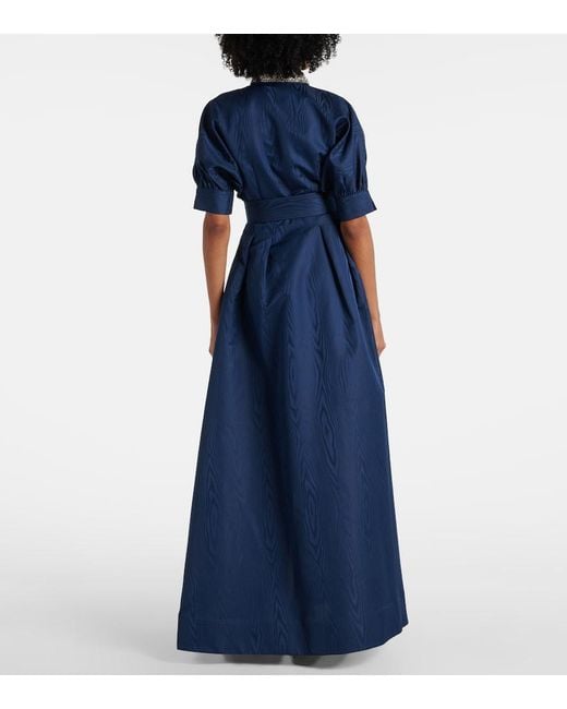 Rebecca Vallance Blue Cielo Embellished Silk Shirt Dress