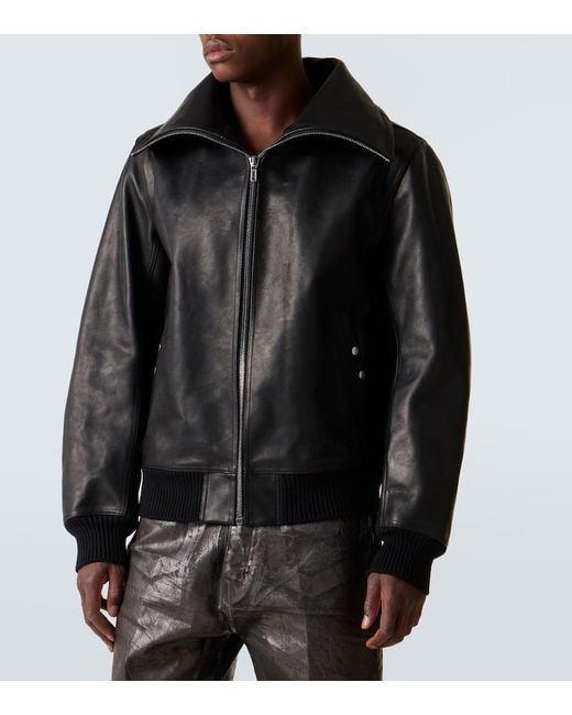Chaqueta Blixa Dracucollar De Piel Rick Owens de hombre de color Black