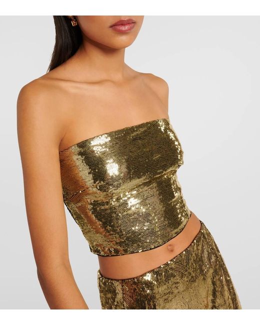 Dolce & Gabbana Metallic Cropped-Top Mit Pailletten