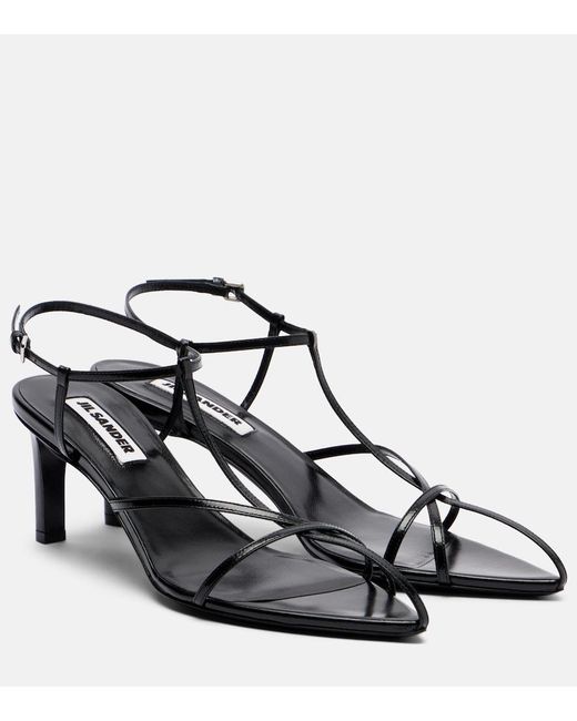 Jil Sander Black Cage Leather Sandals