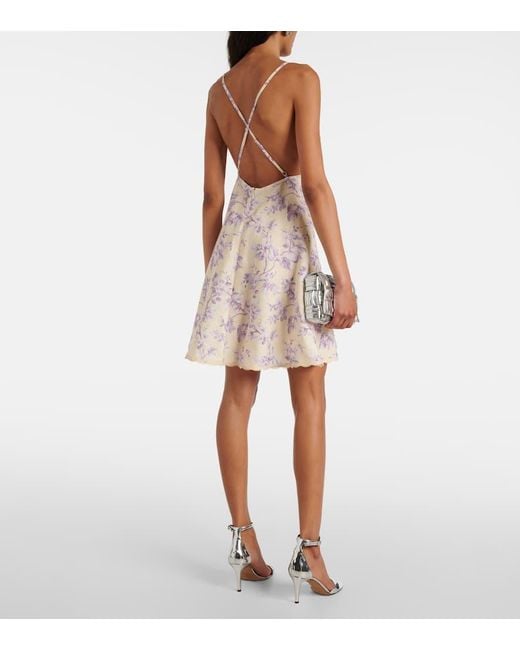 Zimmermann Natural Halliday Lace-Trimmed Floral Linen Slip Dress