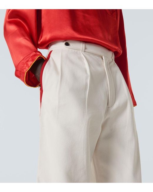 Bode White Skunk Tail Cotton Wide-Leg Pants for men