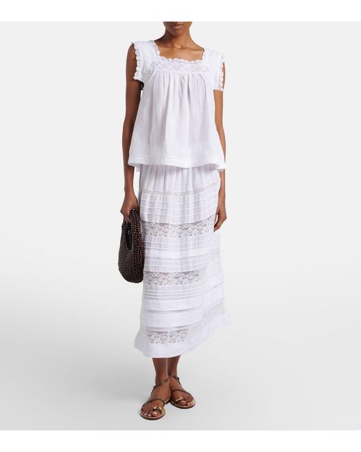 Doen White Midirock Sidra Aus Ramie Mit Spitze