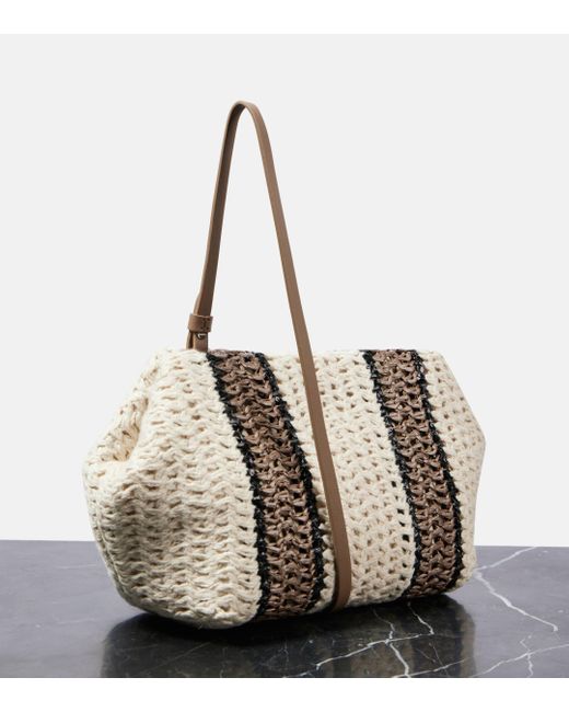 Brunello Cucinelli Natural Small Crochet Crossbody Bag