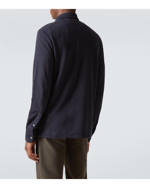 Zegna Blue Cotton Polo Shirt for men