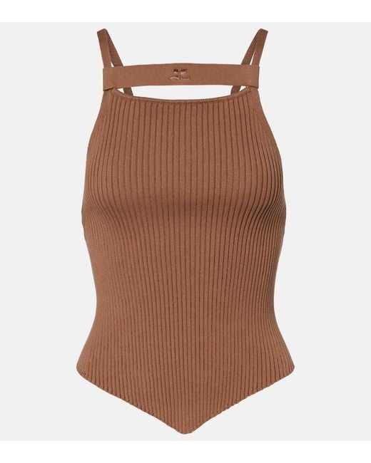 Courreges Brown Ribbed-Knit Tank Top