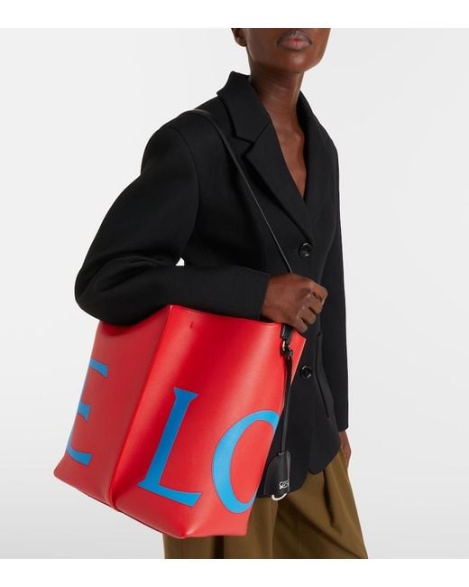 Loewe Red Bilbao Large Leather Bucket Bag