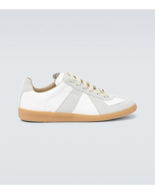 Maison Margiela White Replica Leather And Suede Sneakers for men