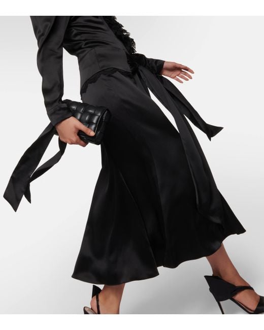 Rodarte Black Embellished Silk-satin Midi Dress