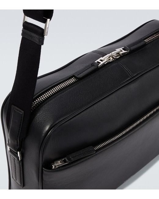 Tom Ford Black Leather Messenger Bag for men