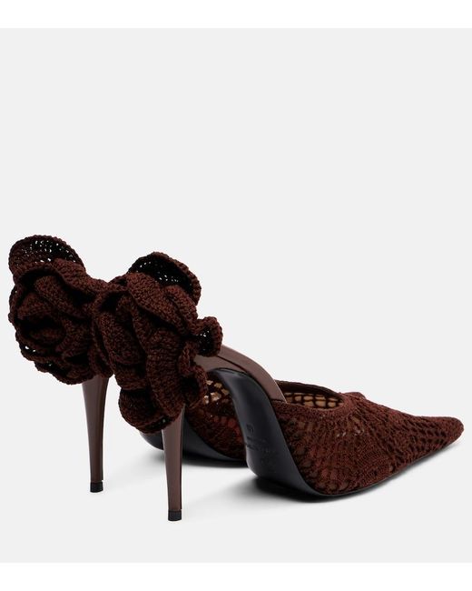 Magda Butrym Red Floral-Applique Crochet Mules