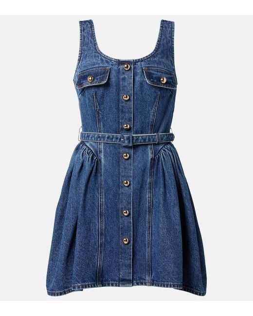 Self-Portrait Blue Belted Denim Minidress
