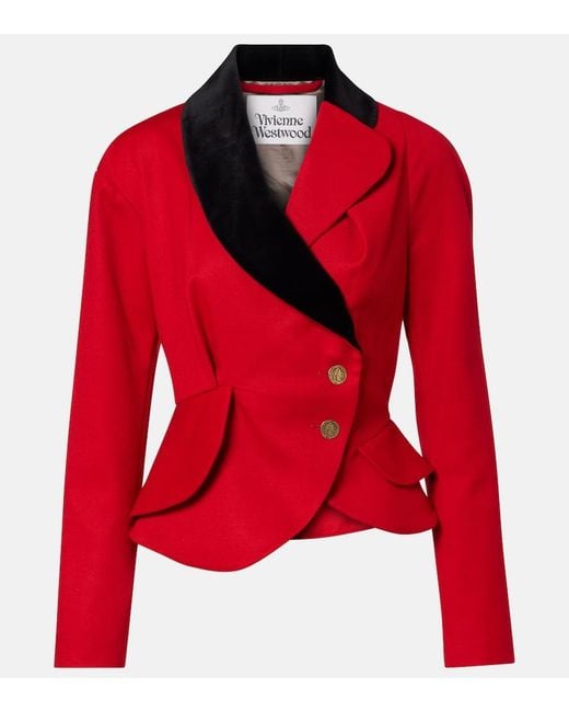 Vivienne Westwood Red Stormy Asymmetric Virgin Wool Jacket