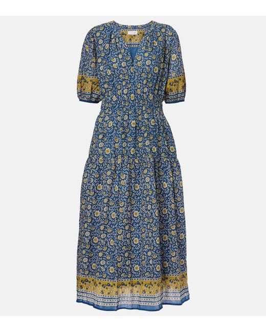 Robe Longue Natalia En Coton A Fleurs Velvet en coloris Blue