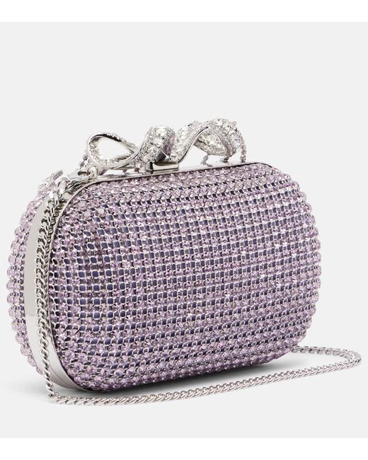 Self-Portrait Purple Clutch Mit Kristallen