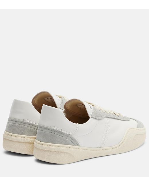 Acne White Suede-Trimmed Leather Sneakers
