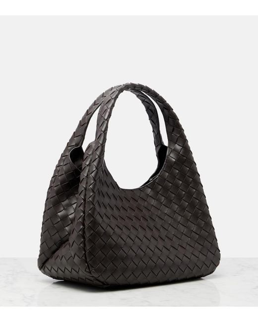 Bottega Veneta Black Campana Intrecciato Leather Shoulder Bag