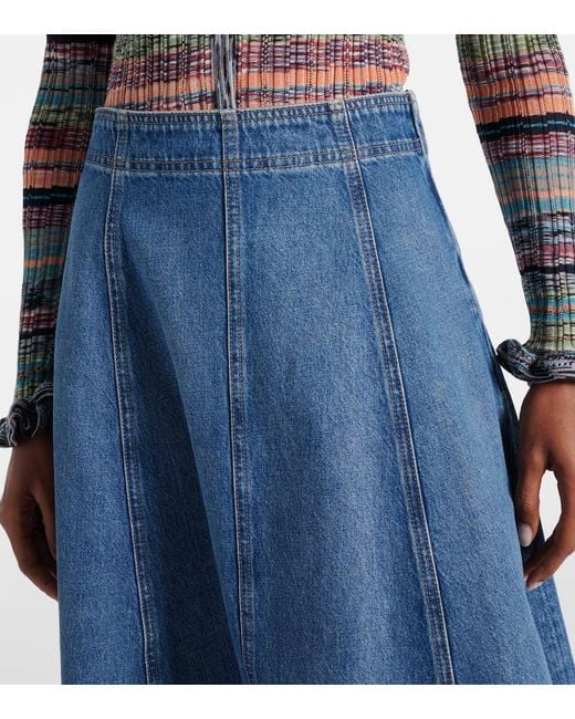 Ulla Johnson Blue Uma Denim Midi Skirt