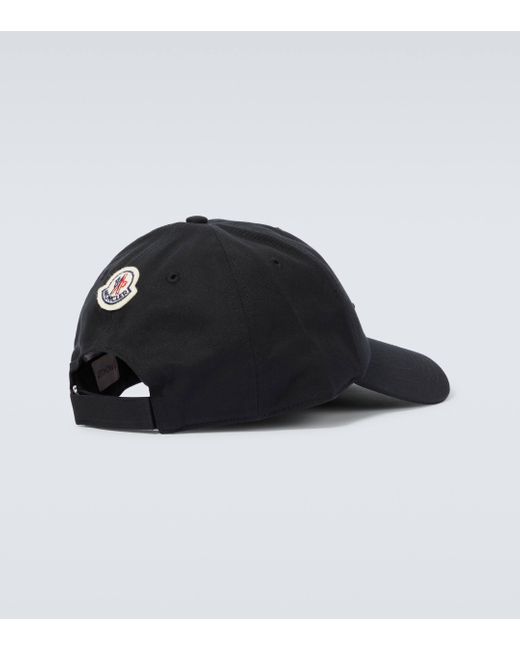 Moncler Black Logo Cotton Canvas Baseball Cap for men