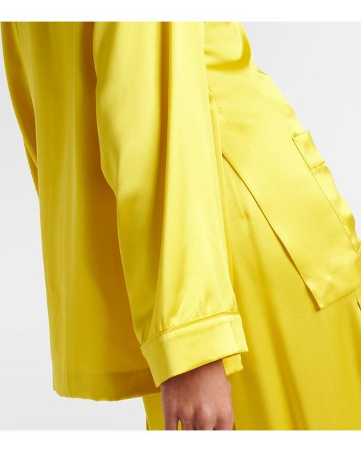 Max Mara Yellow Elegante Vasaio Silk Pajama Shirt