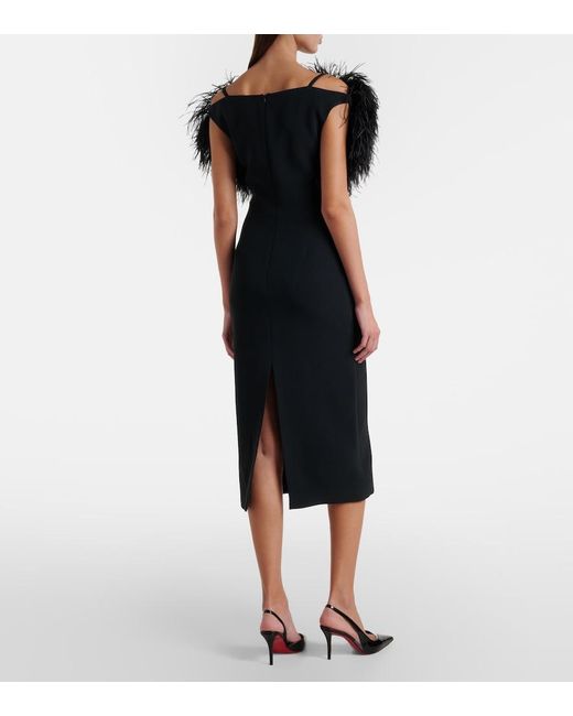 David Koma Black Feather-Trimmed Cocktail Dress