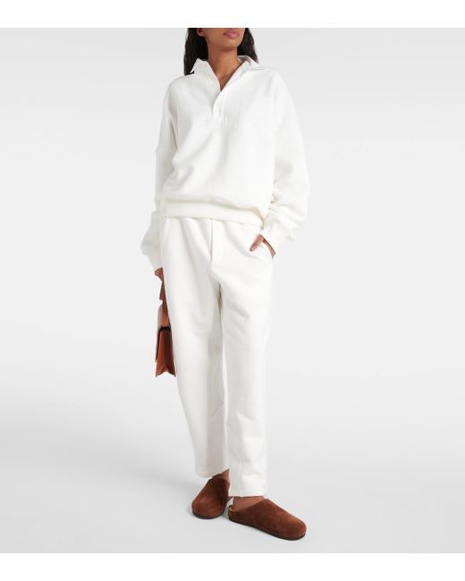 The Row White Dende Cotton-blend Terry Polo Sweater