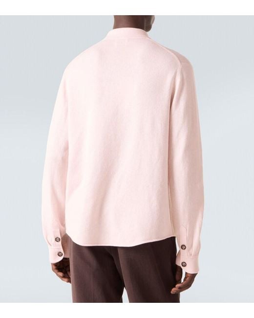 Allude Pink Cotton And Cashmere Overshirt for men