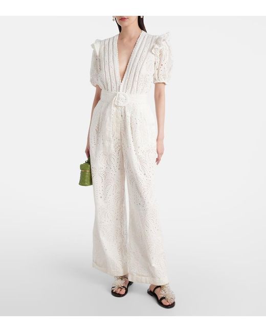 Combi-Pantalon En Coton A Broderies Anglaises Farm Rio en coloris White