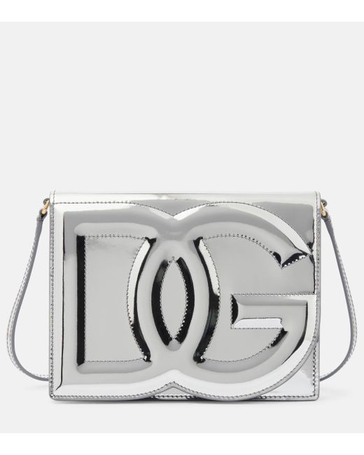 Dolce & Gabbana Metallic Dg Mirrored Leather Crossbody Bag
