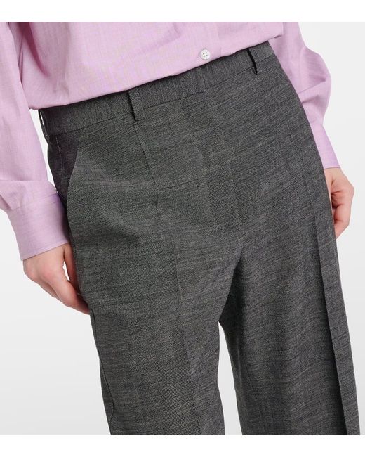 The Row Gray Gandal Virgin Wool Twill Straight Pants