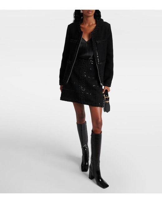 Giambattista Valli Black Sequined Wool-Blend Jacket