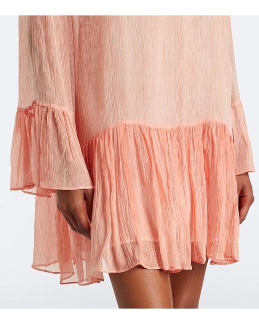 Ulla Johnson Pink Emmeline Ruffled Silk Chiffon Minidress