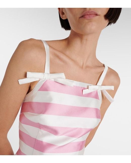 Rebecca Vallance Pink Jocelyn Bow-Detail Striped Minidress