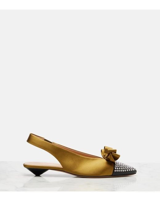Chloé Metallic Alba 20 Embellished Satin Slingback Pumps