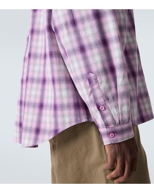 ERL Purple Checked Cotton Shirt for men
