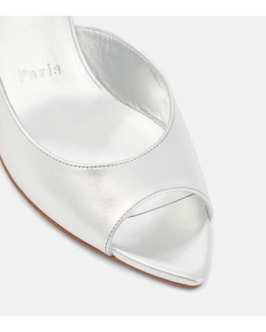 Christian Louboutin White Open Apostropha 80 Metallic Leather Pumps
