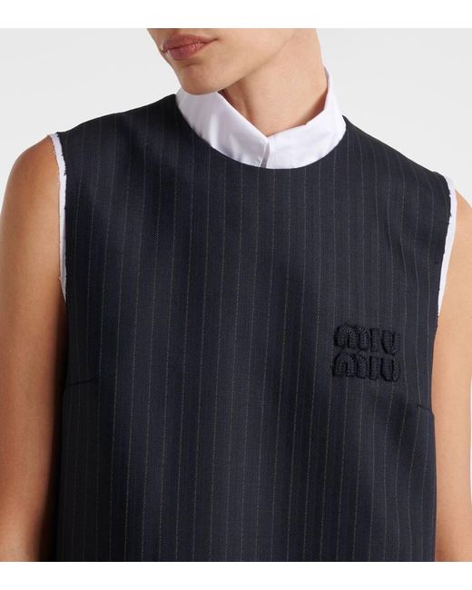 Miu Miu Blue Wool And Cotton Minidress
