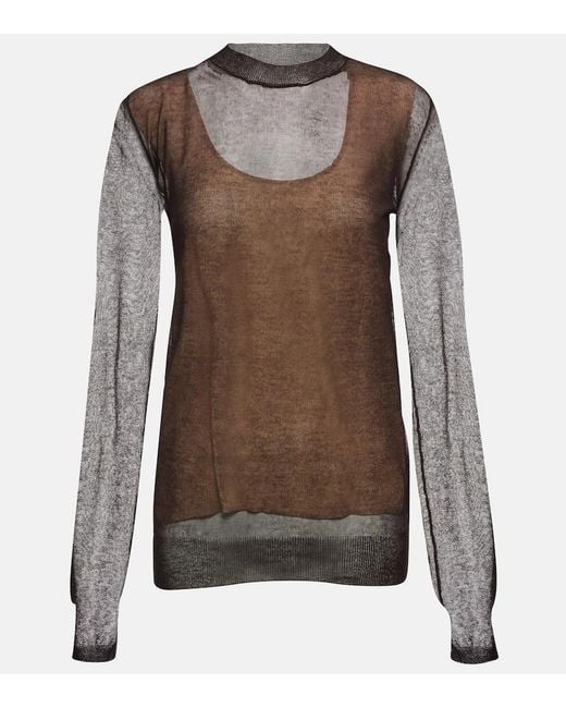 Tod's Brown Sheer Cotton-Blend Sweater