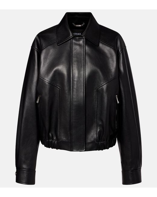 Versace Black Leather Blouson Jacket