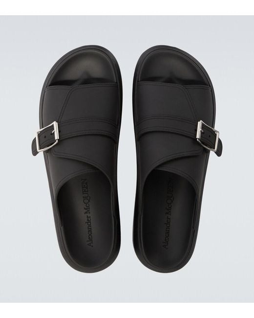 McQueen Black Hybrid Slides for men