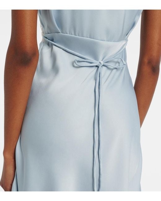 Faithfull The Brand Blue Verena Lace-Trimmed Satin Minidress